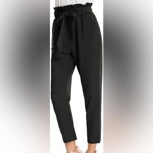 Grace Karin Elegant Black Tie-Waist Trousers